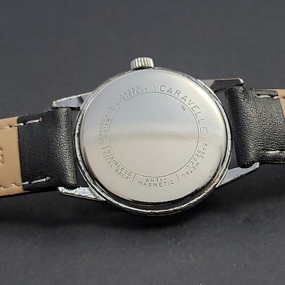Vintage Caravelle Manual Wind Silver Dial Watch – Black Leather Strap - Picture 6 of 6